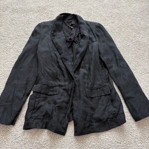 J.Crew Linen Willa Blazer Womens 4 Black Summer Beach Business Casual Minimalist